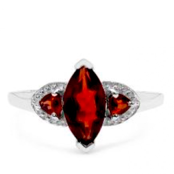 None Jewelry - Sterling Silver Garnet Women’s Designer Ring